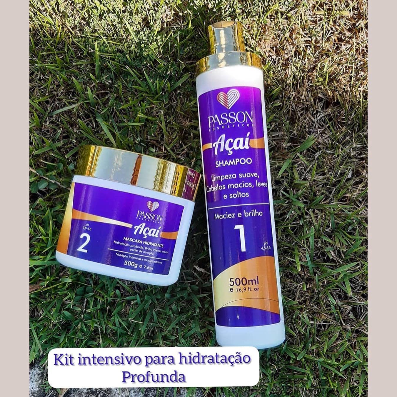 Kit shampoo e máscara de açaí hidratante