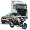 Automóveis, motos e caminhões